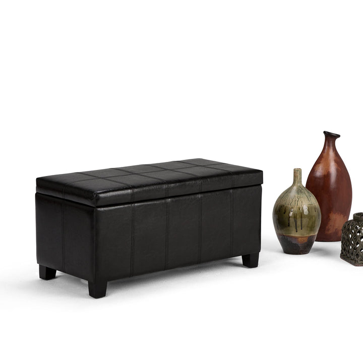 SIMPLIHOME Dover 36 inch Wide Rectangle Lift Top Storage Ottoman Bench in Distressed