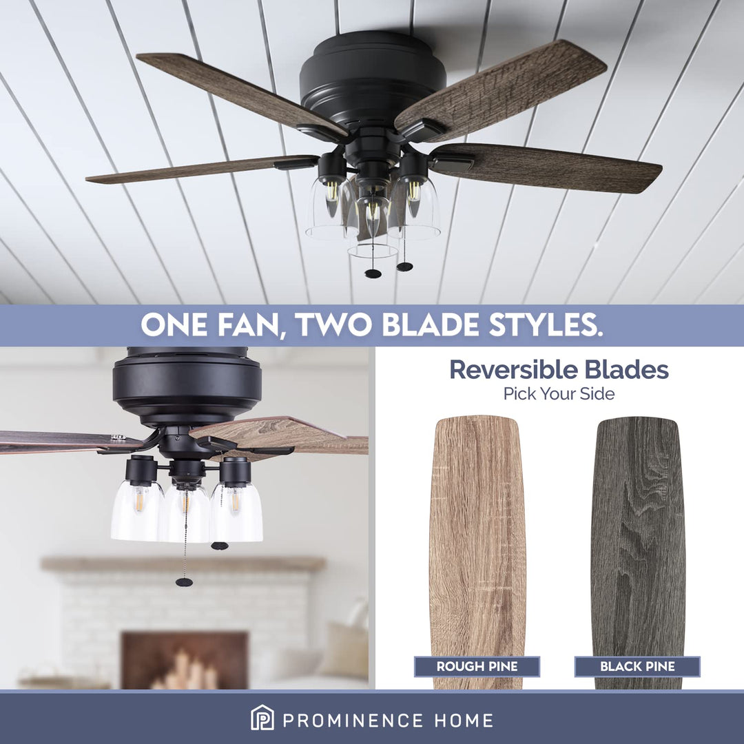 Prominence Home Magonia 52 inch Farmhouse Style Flush Mount LED Ceiling Fan with - Diamond Home USA