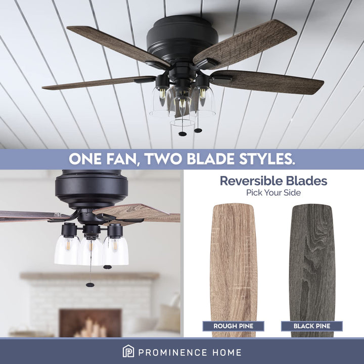 Prominence Home Magonia 52 inch Farmhouse Style Flush Mount LED Ceiling Fan with - Diamond Home USA