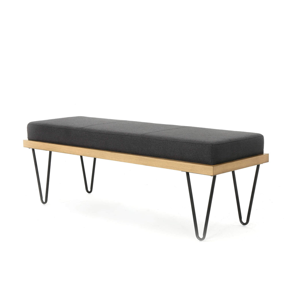 Christopher Knight Home Elisha Industrial Modern Fabric Bench Dark Charcoal / Grey