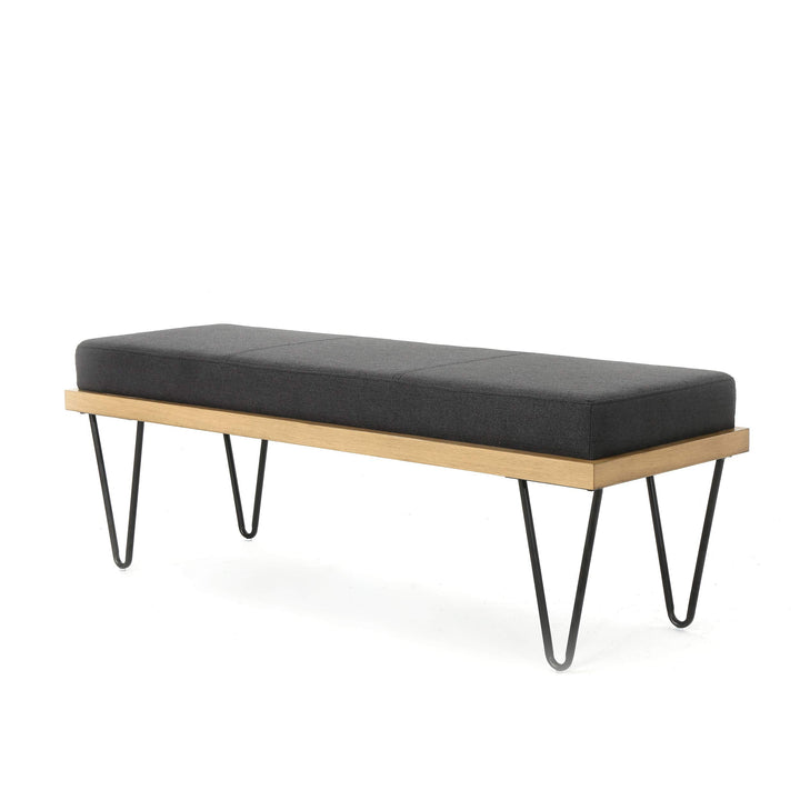 Christopher Knight Home Elisha Industrial Modern Fabric Bench Dark Charcoal / Grey