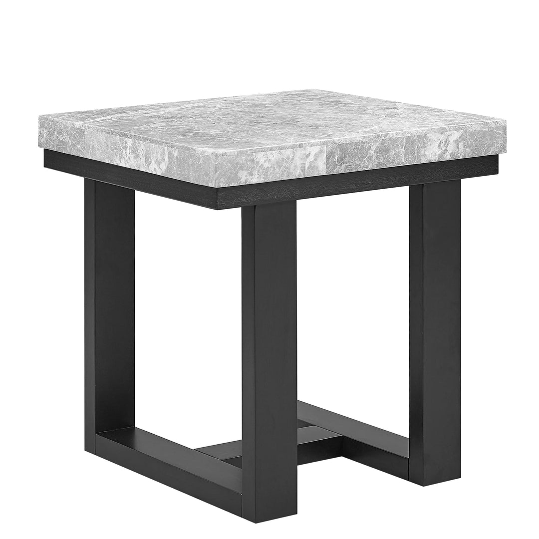 Marble Top End Table Grey Casual Transitional Square Finish