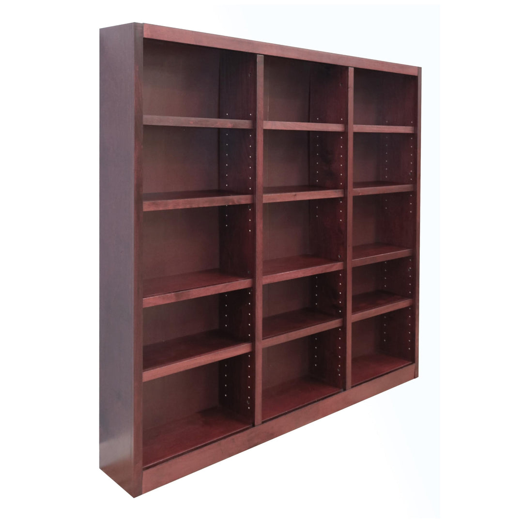 Traditional 72" Tall 15-Shelf Triple Wide Wood Bookcase in Espresso - Diamond Home USA