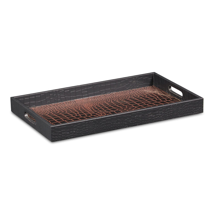 Brown Fake Vinyl Tray Farmhouse Rectangle Wood 1 Piece