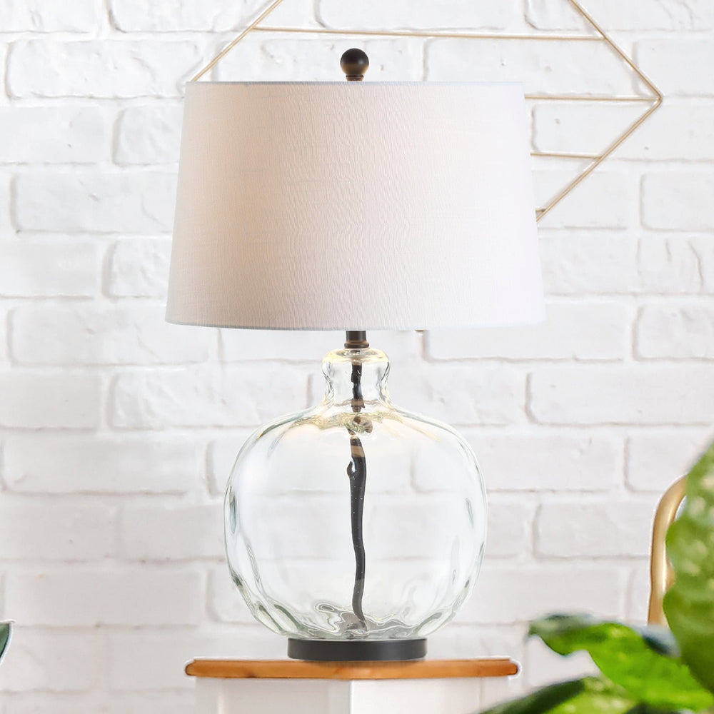 26.5" Glass/Metal Led Table Lamp Clear/Black Black Clear Bohemian Eclectic - Diamond Home USA