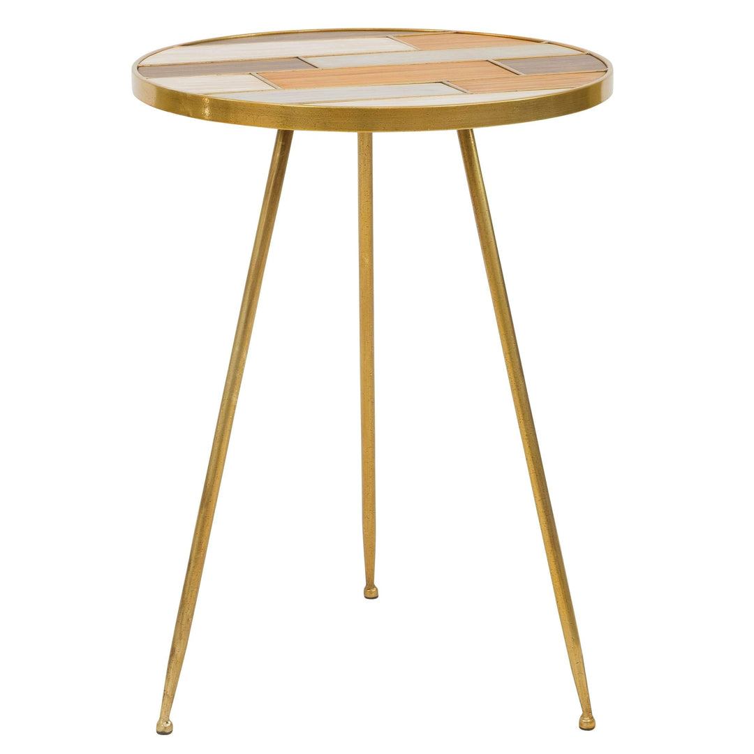 Round Accent Table Gold Mid-Century Modern Contemporary Metal Goldtone Finish - Diamond Home USA