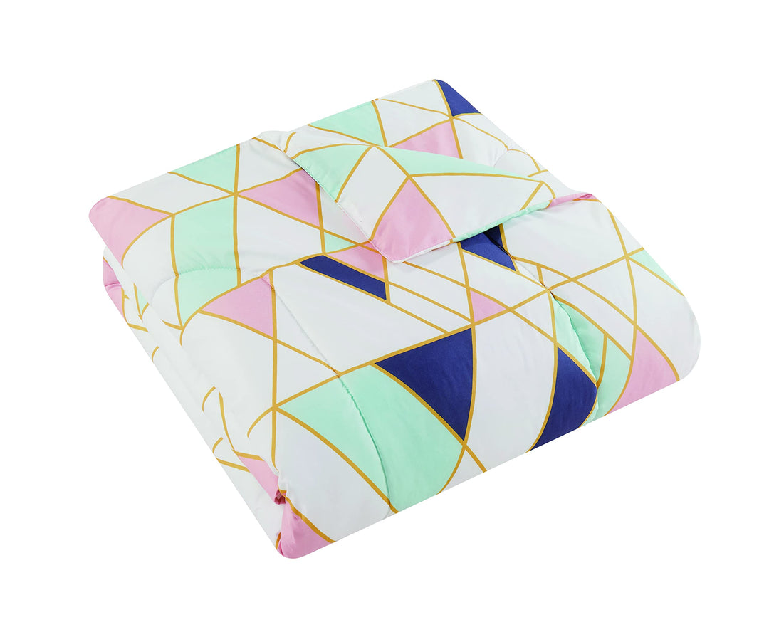 Style 212 Geo Collection 7 Piece Bed in a Bag - Queen Pink/Blue - Diamond Home USA