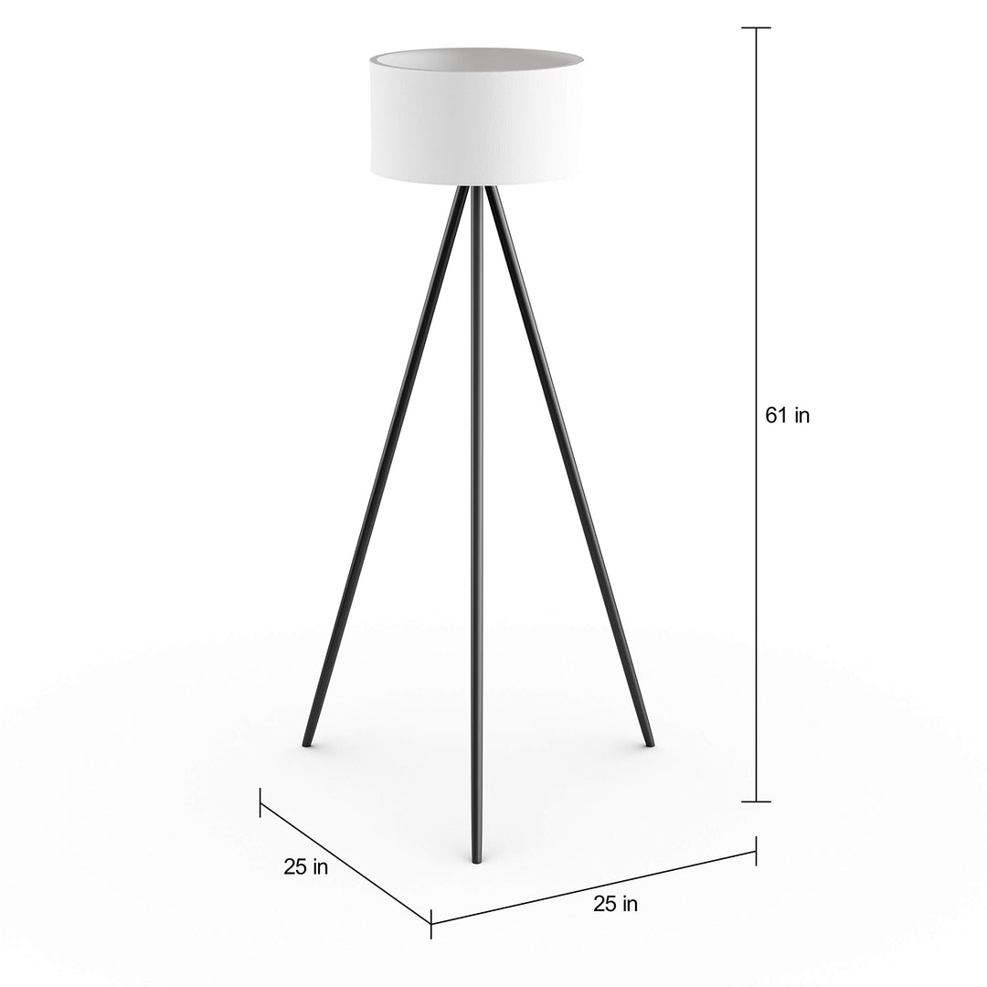 Standing Tripod Floor amp iving Room ighting Black Tall ight Fixture White - Diamond Home USA