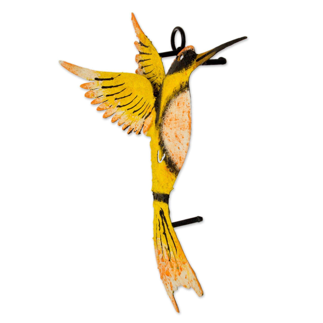 Handmade Iron 'Little Yellow Hummingbird' Wall Sculpture (exico) Green Purple - Diamond Home USA