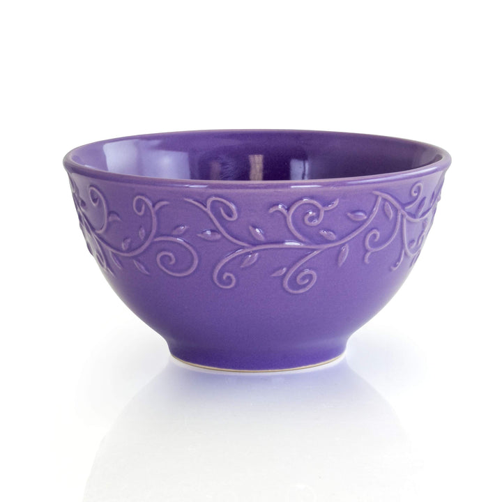 Lavender Field 16-Piece Dinnerware Set Purple Textured Casual Round Stoneware 16 - Diamond Home USA