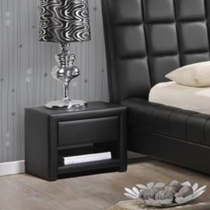 Baxton Studio Massey Upholstered Modern Nightstand Black - Diamond Home USA