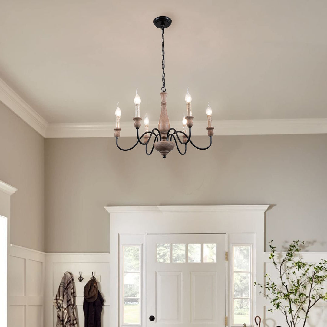 Farmhouse Chandelier French Country for Dining Room 6-light Brown Industrial - Diamond Home USA