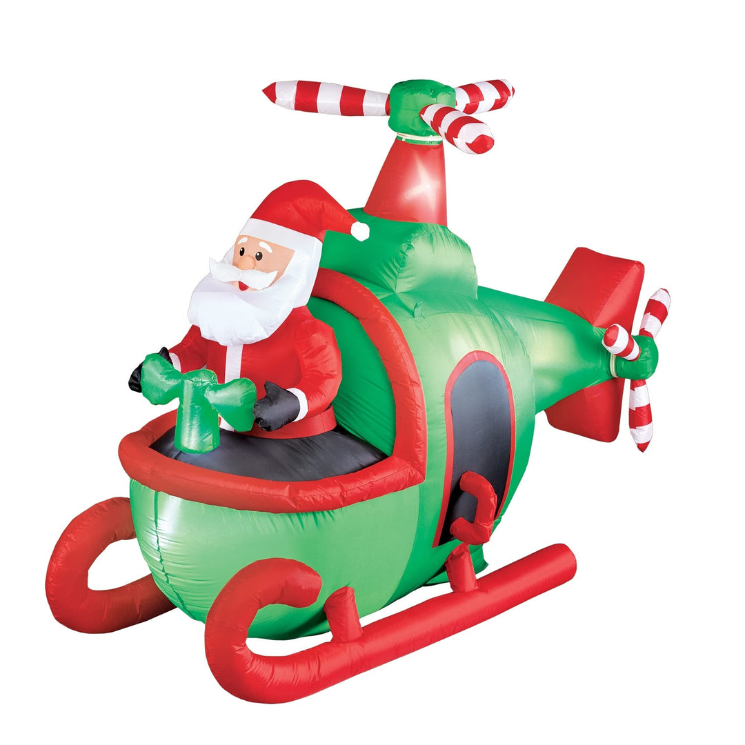 Santa Helicopter Outdoor Inflatable Decoration 79 X 55 32 Green Traditional