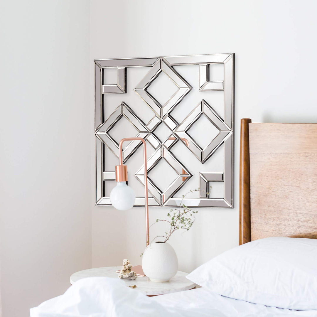 Howard Elliott Moira Wall Mounted Interlocking Square Mirror with Geometric - Diamond Home USA