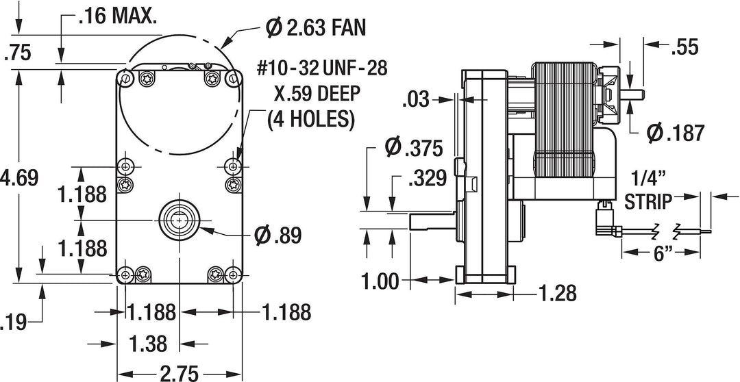 Dayton 1LNF8 AC Gearmotor 115 Nameplate RPM 6 Max. Torque 150.0 in.-lb.