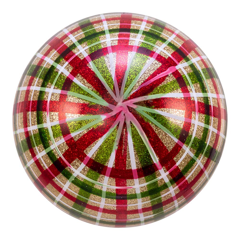 Kurt S. Adler Kurt Adler 80MM Plaid Glass Ball 6 Piece Box Ornament red Green - Diamond Home USA