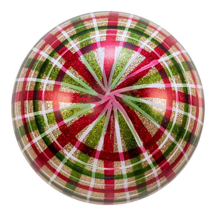 Kurt S. Adler Kurt Adler 80MM Plaid Glass Ball 6 Piece Box Ornament red Green - Diamond Home USA