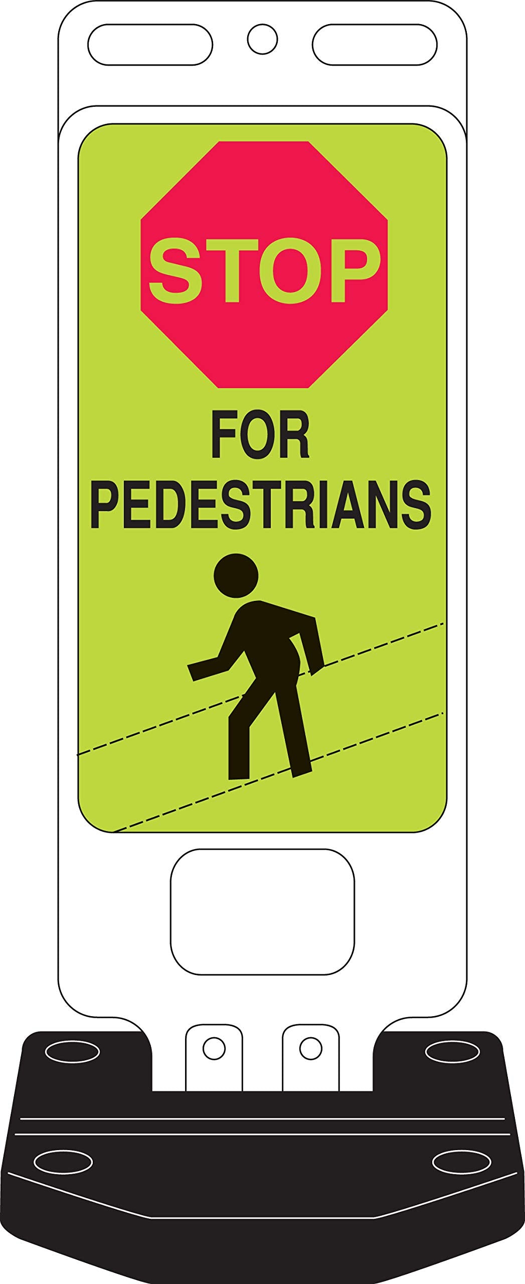 Brady Pedestrian and Crosswalk Sign - 40" Height 14" Width - Black Flourescent