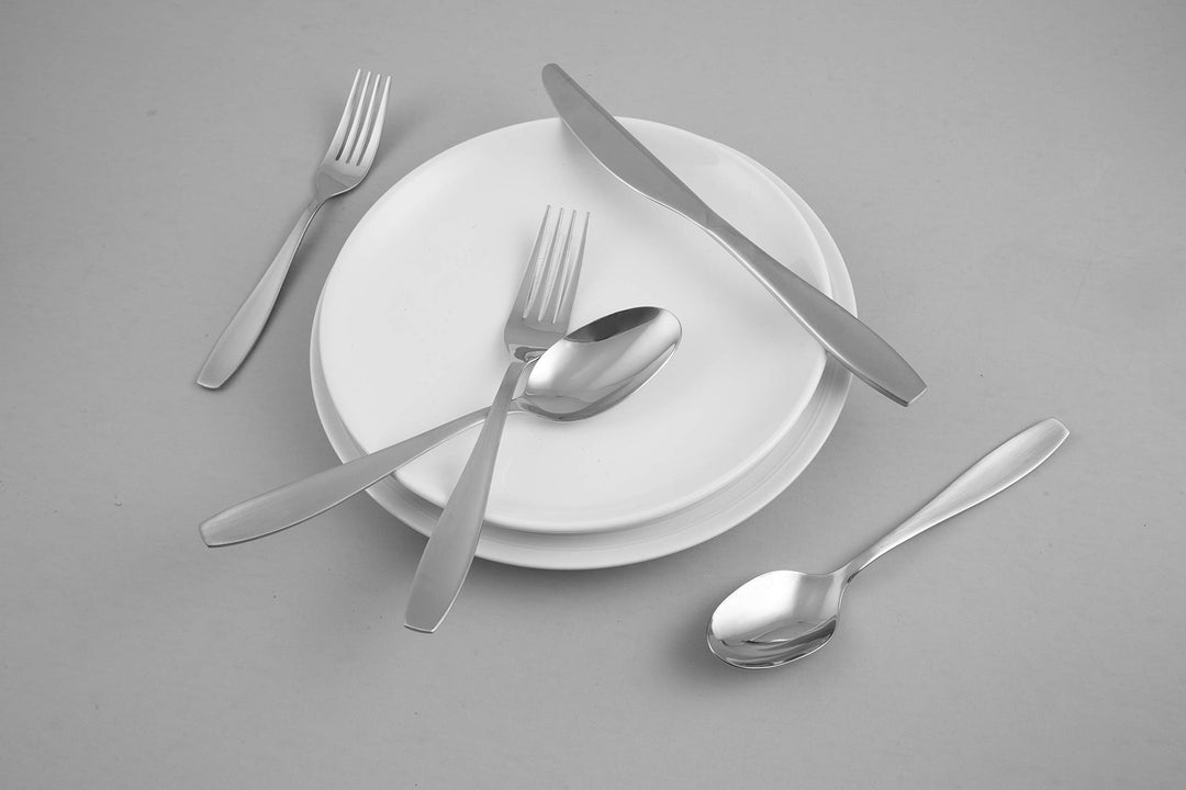 Cambridge Silversmiths Tyrus Satin Mirror 89-Piece Flatware Set - Diamond Home USA