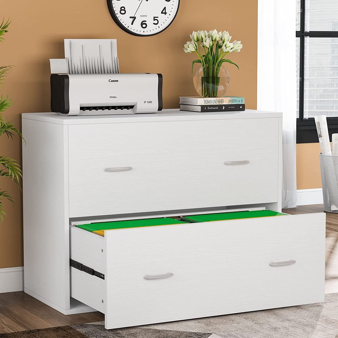 Bluebell 2-Drawer Wood Lateral File Cabinet with Wheels A4 Size White Modern - Diamond Home USA