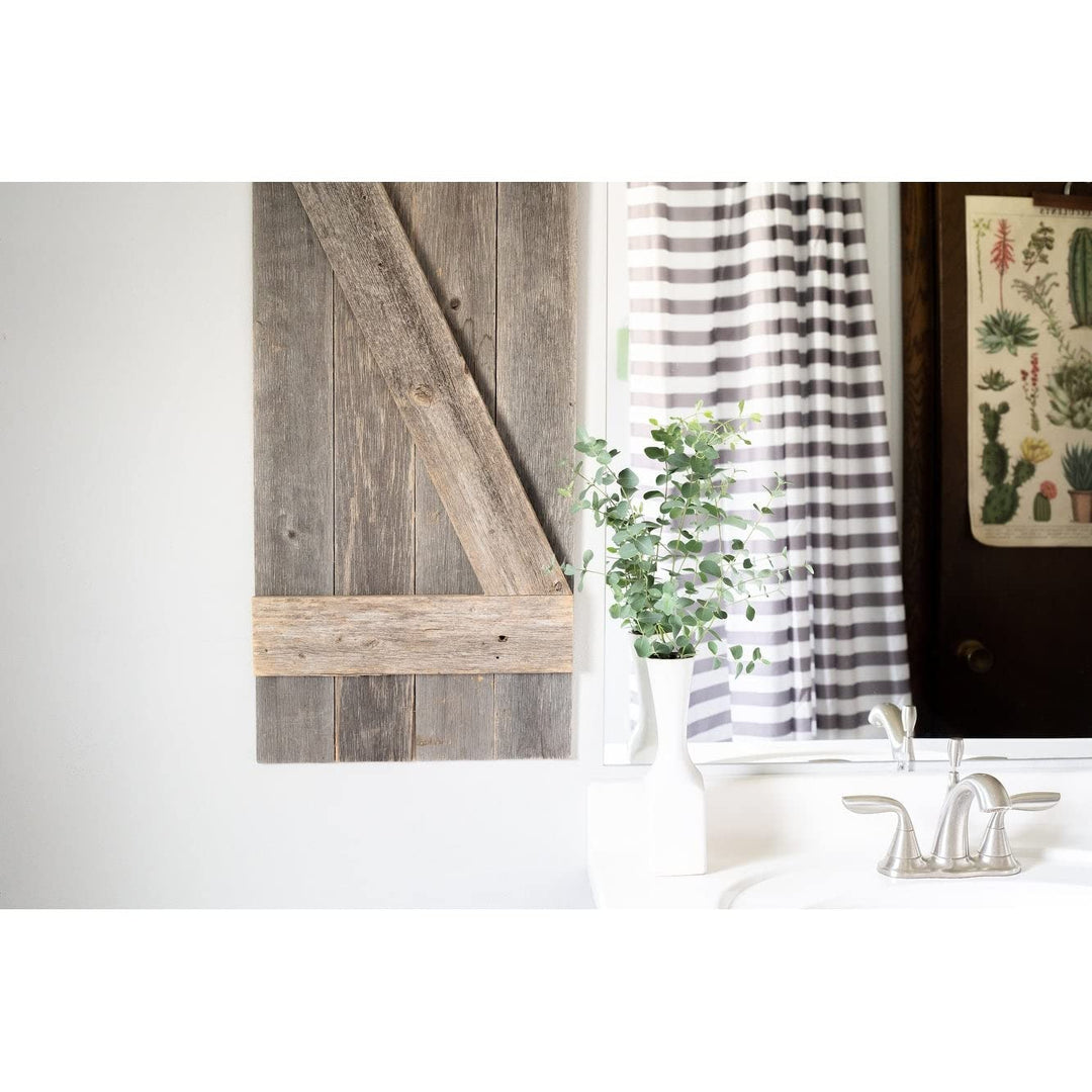 Rustic Farmhouse 36"x13" Weathered Gray Decorative Shutters (Set of 2) Grey Wood - Diamond Home USA