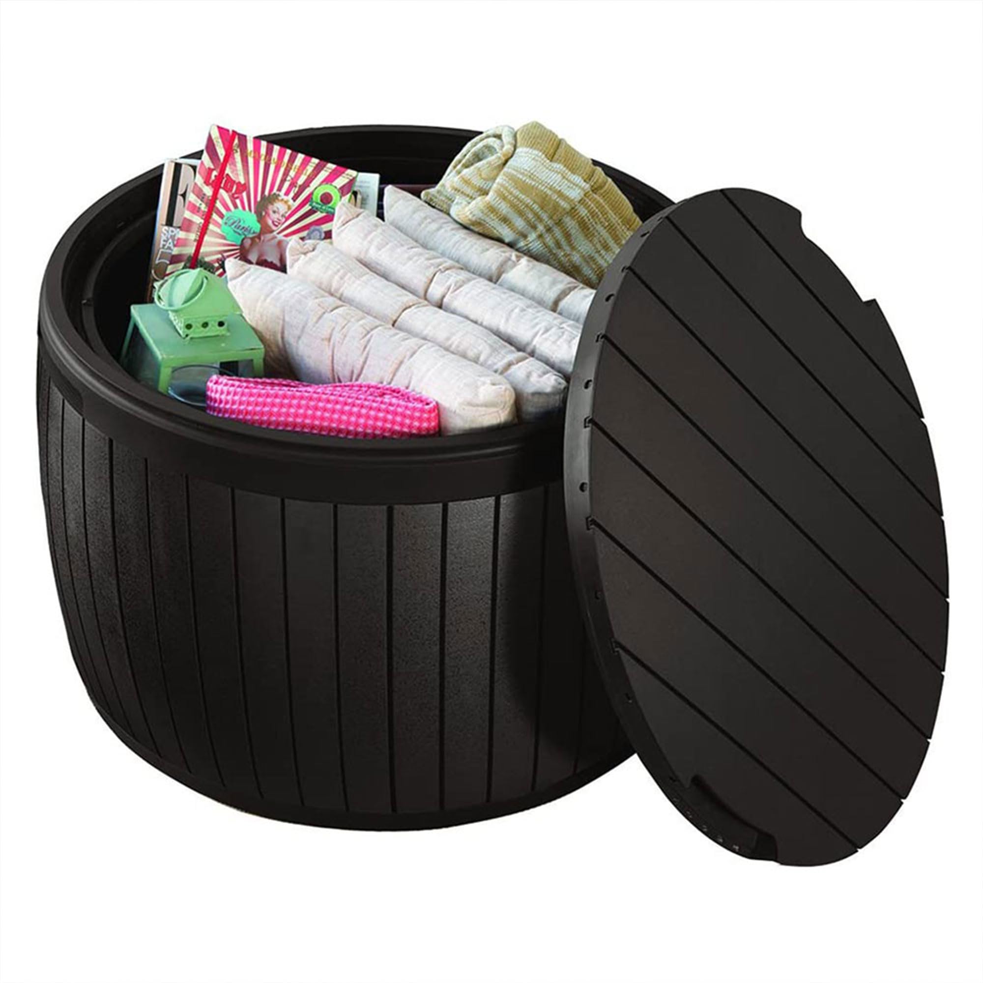 Keter Circa 3-in-1 Outdoor Resin Ottoman Deck Storage Box