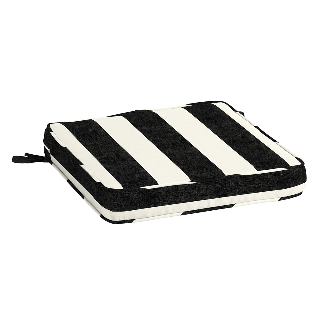 Arden Selections ProFoam Performance Outdoor Seat Cushion 20 x 20 Onyx Black 20-inch - Onyx Black Cabana Stripe