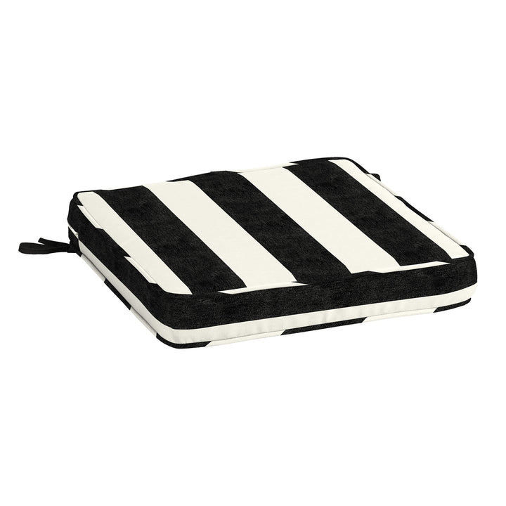 Arden Selections ProFoam Performance Outdoor Seat Cushion 20 x 20 Onyx Black 20-inch - Onyx Black Cabana Stripe