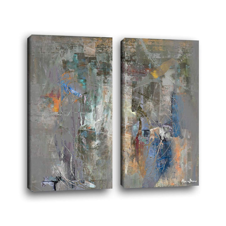 Exchange Lxviii' 2-pc Abstract Canvas Art Set Grey Multi Color Modern - Diamond Home USA