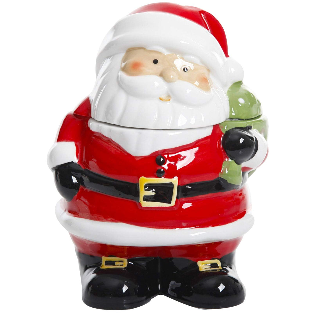 7.5 Inch Santa Holiday Cookie Jar Multi Color Coastal Stoneware