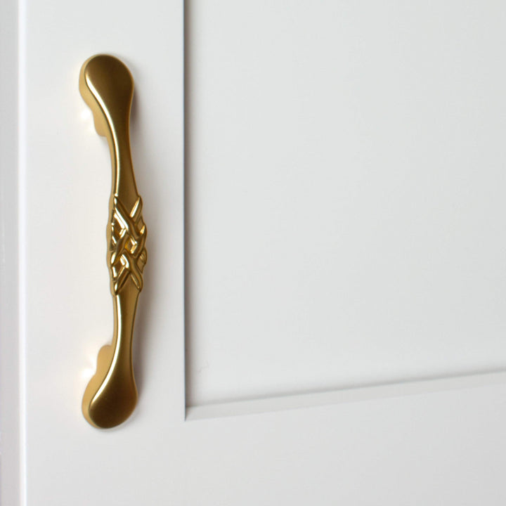 5-Pack 3 in. Center Brass Gold Braided Cabinet Pulls French Country Zinc Finish - Diamond Home USA