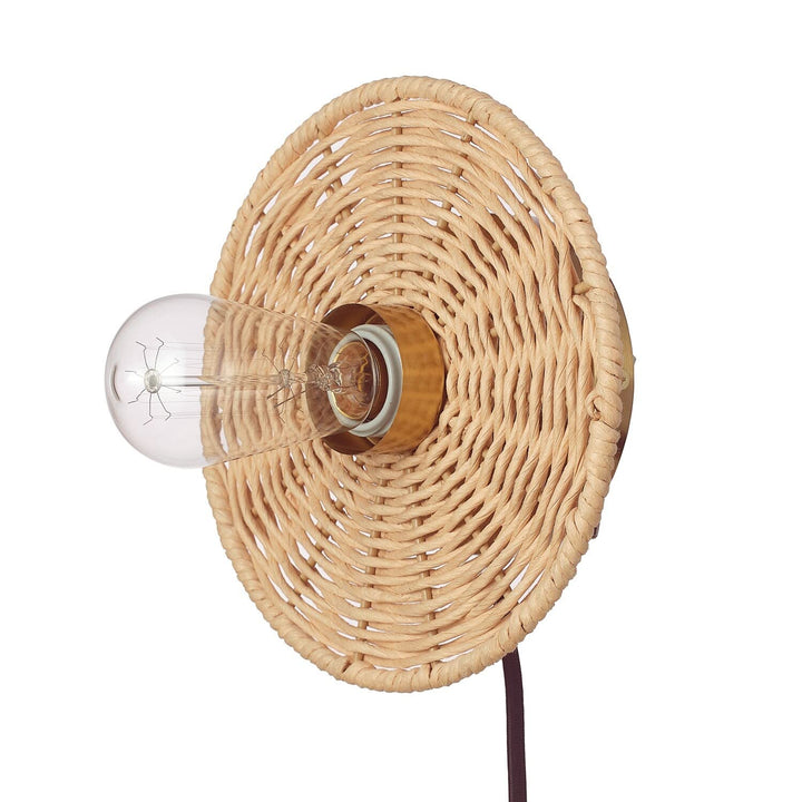 1-Light Plug-in Or Hardwire Wall Sconce with Rattan Blackplate One Size Modern - Diamond Home USA