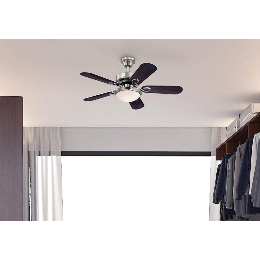 Westinghouse 7230300 Cassidy Indoor Ceiling Fan with Light 36 Inch Brushed - Diamond Home USA