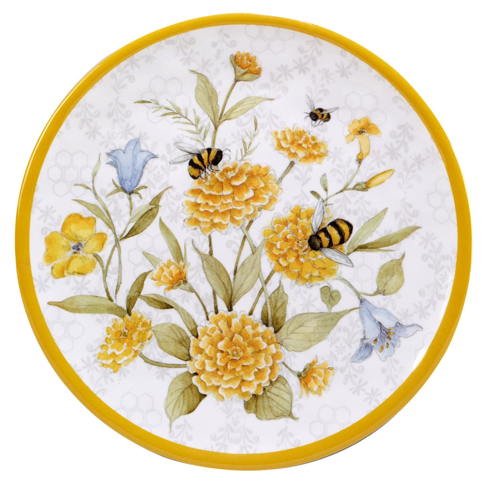 Bee Sweet 9" Salad/dessert Plates Set Of 6 Dia Multi Color Off/White Yellow - Diamond Home USA