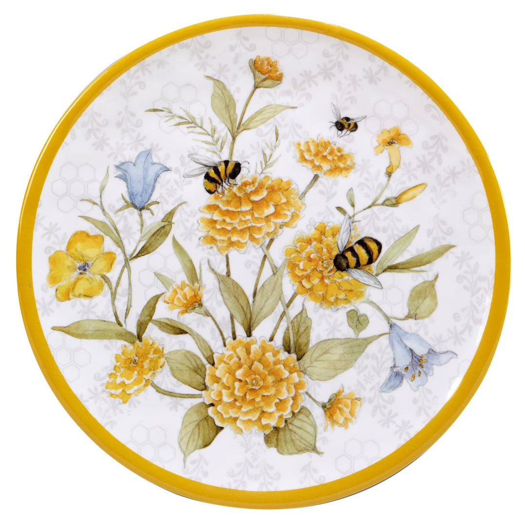 Bee Sweet 9" Salad/dessert Plates Set Of 6 Dia Multi Color Off/White Yellow - Diamond Home USA