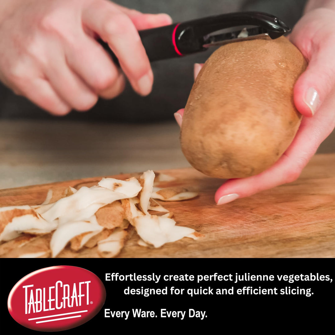 Tablecraft Stainless Steel Straight Peeler Straight Edge Non Swivel Tool to Peel - Diamond Home USA