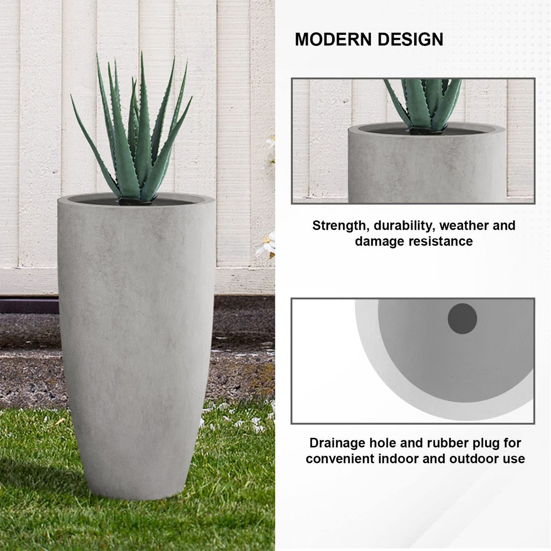 Plantara Round Tall Concrete/Fiberglass Indoor & Outdoor Lightweight - Diamond Home USA