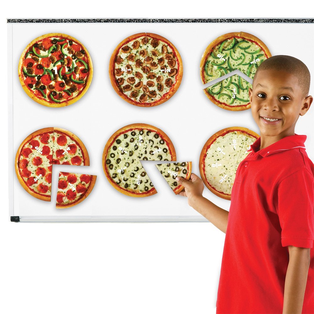 Learning Resources Magnetic Pizza Fractions Fraction Games for Kids 24 Pieces - Diamond Home USA