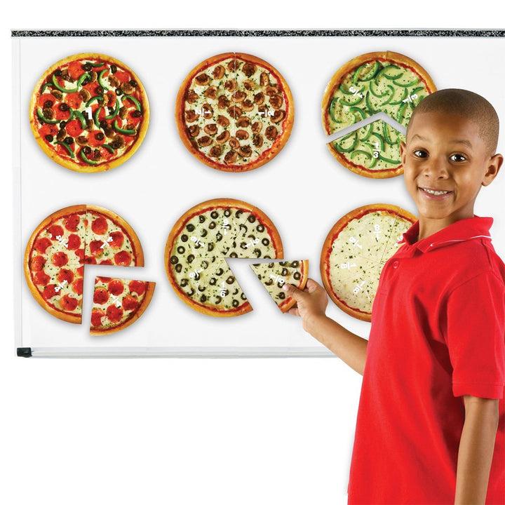 Learning Resources Magnetic Pizza Fractions Fraction Games for Kids 24 Pieces - Diamond Home USA