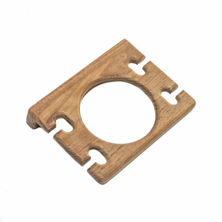 Traditional Solid Teak Wall Mount Glass and Toothbrush Holder 1" X 4.75" 3.63"