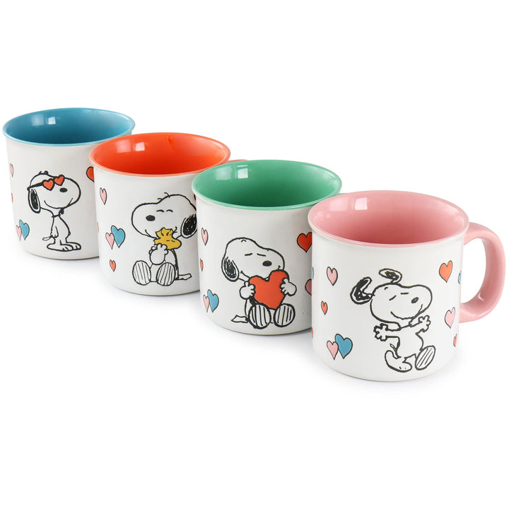 Peanuts Mothers Love 4 Piece 21 Ounce amper Mug Set In Assorted Designs Multi - Diamond Home USA