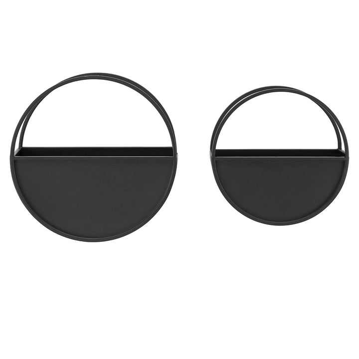 Round 2-Piece Iron Wall Planter Set Black Metal - Diamond Home USA