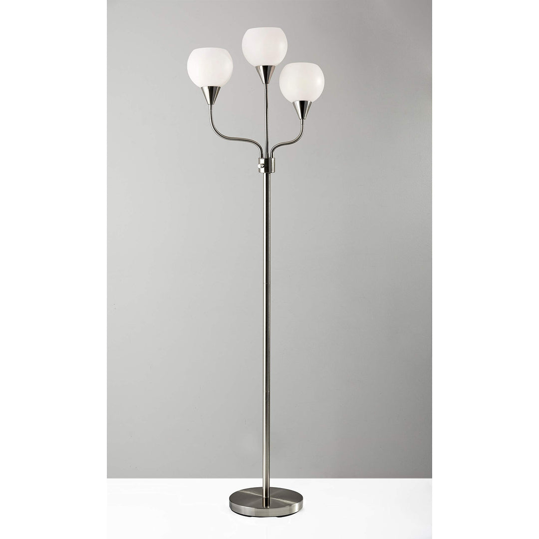 Brushed Steel 3-arm Tree Floor Lamp Silver Modern Contemporary Transitional - Diamond Home USA