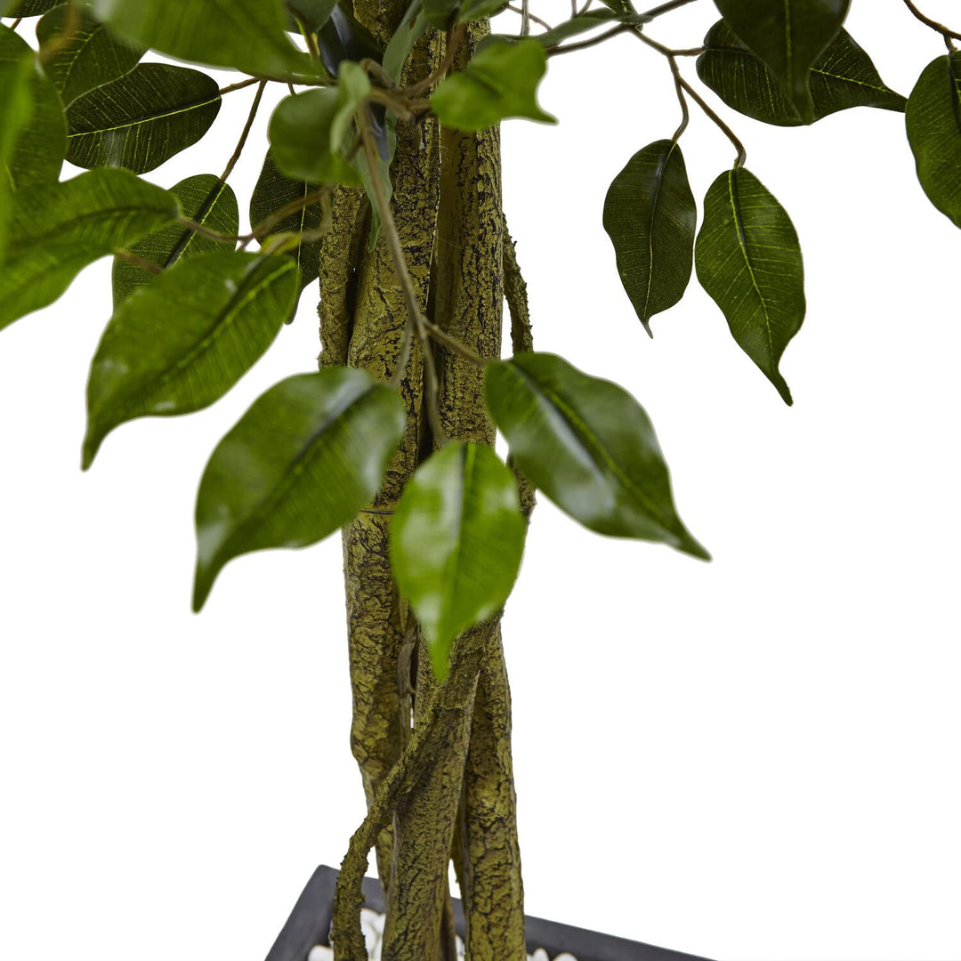 Nearly Natural 6.5ft. Ficus Slate Planter UV Resistant (Indoor/Outdoor) - Diamond Home USA