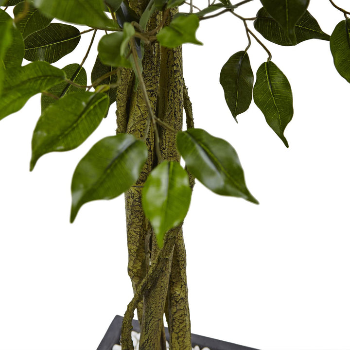 Nearly Natural 6.5ft. Ficus Slate Planter UV Resistant (Indoor/Outdoor) - Diamond Home USA