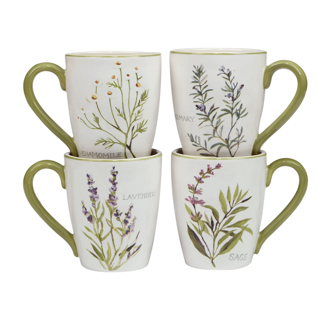 Fresh Herbs 16-piece Dinnerware Set Service For 4 Green Multi Color Off/White
