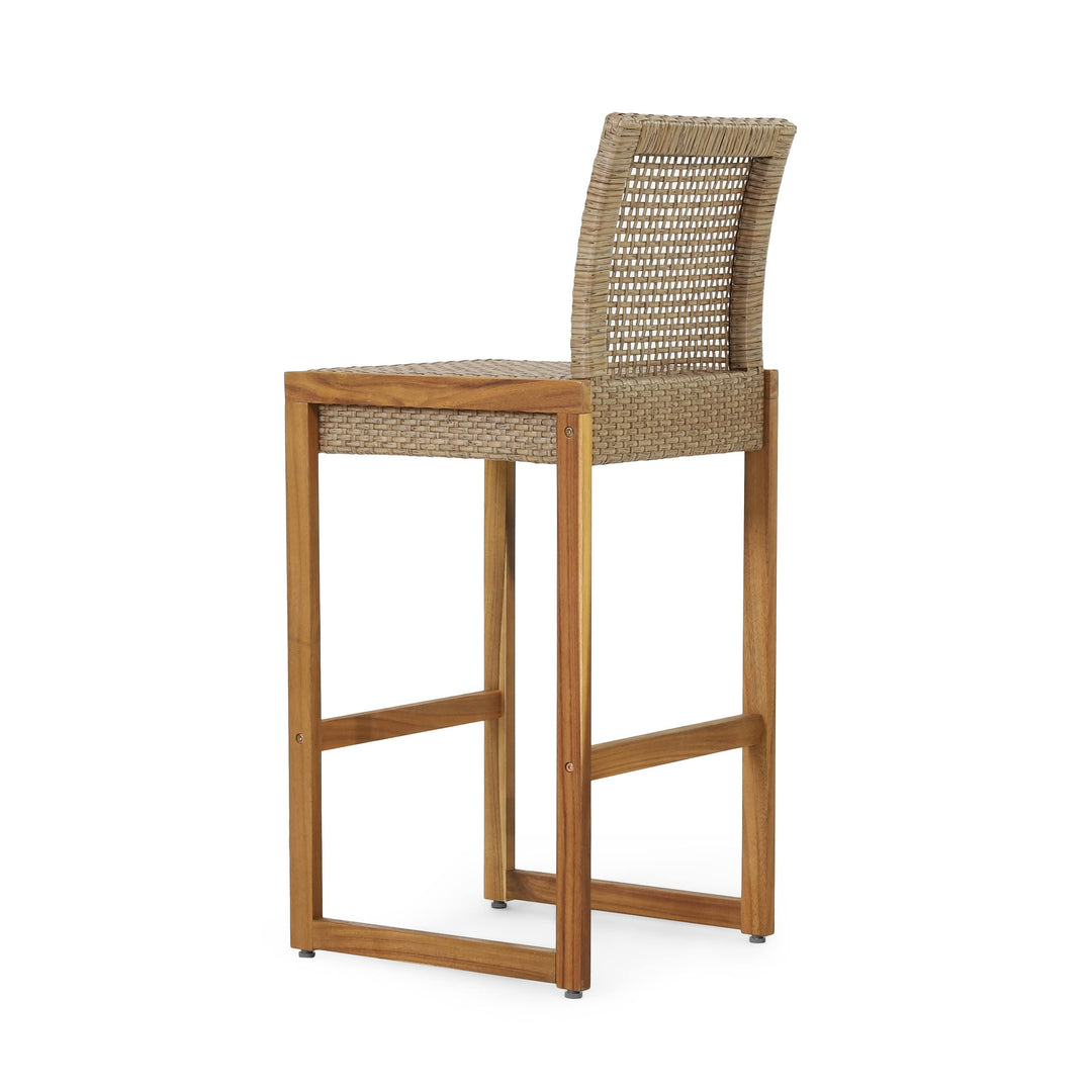 Christopher Knight Home Elon Outdoor Barstools - Wicker and Acacia Wood - - Diamond Home USA