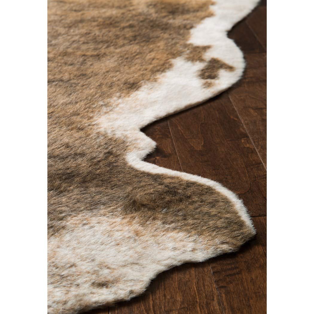 3'10"x5'ft Camel Beige Brown Animal Hide Faux Rawhide Area Rug Indoor - Diamond Home USA