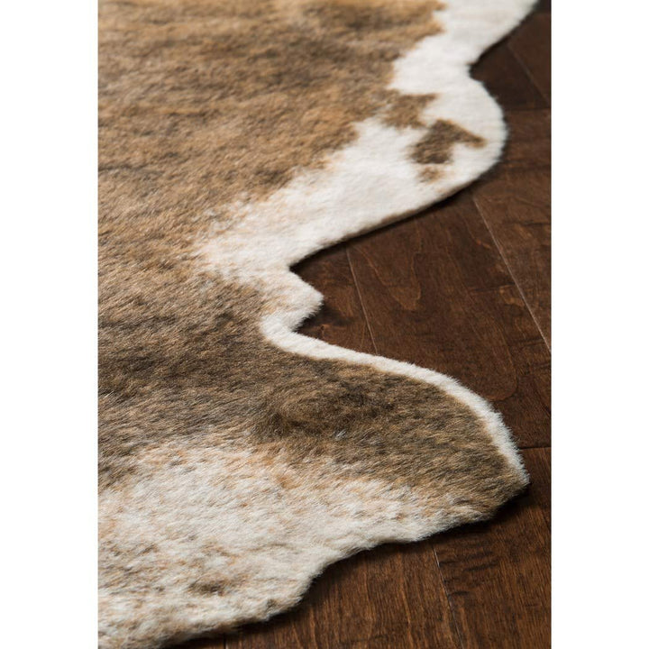 3'10"x5'ft Camel Beige Brown Animal Hide Faux Rawhide Area Rug Indoor - Diamond Home USA