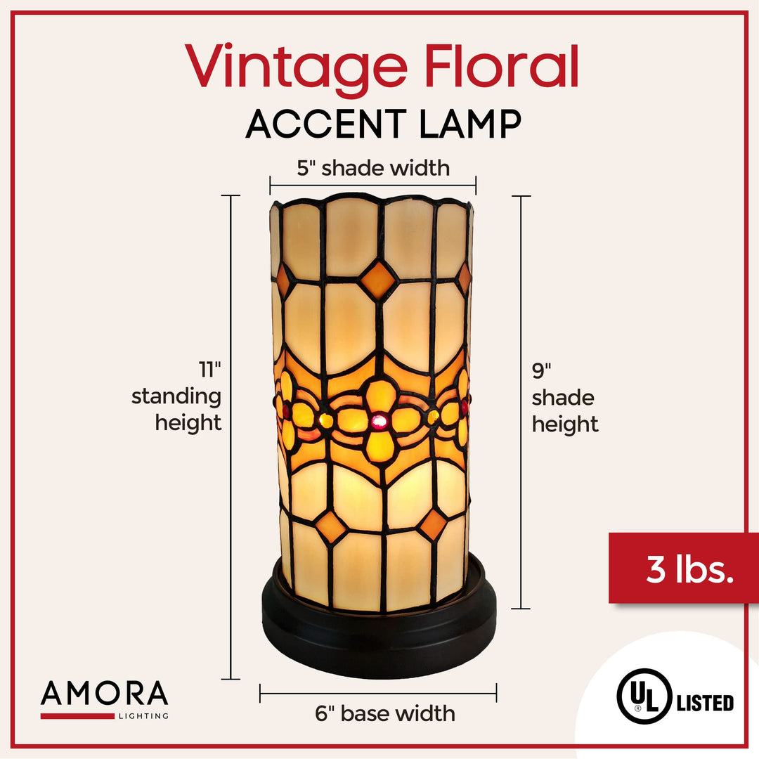 Amora Floral Decorative Desk Lamps - Tiffany Accent Lamp with Mosaic Lamp Shades - Diamond Home USA